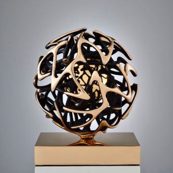 Sculpture titled "Sfera Cabala" by Gianfranco Meggiato, Original Artwork, Bronze