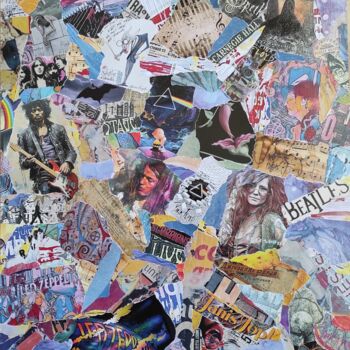 Collages getiteld "Un hommage visuel à…" door Giango, Origineel Kunstwerk, Collages Gemonteerd op Houten paneel