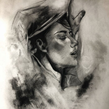 Painting titled "Studio face" by Gianluca Fascetto, Original Artwork, Charcoal