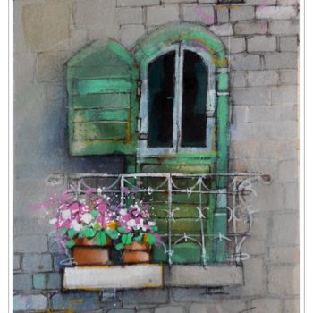 제목이 "Balcony"인 미술작품 Gianluigi Punzo로, 원작, 수채화
