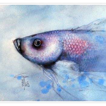 Painting titled "Betta Splendens" by Gianluigi Punzo, Original Artwork, Watercolor