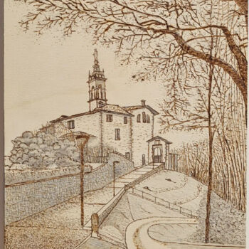 Рисунок под названием "Il Santuario della…" - Gianluigi Riva, Подлинное произведение искусства, Карандаш