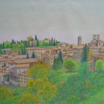 Schilderij getiteld "Bergamo - Città Alt…" door Gianluigi Riva, Origineel Kunstwerk, Olie