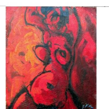 Peinture intitulée "NUDO IN ROSSO" par Gianni  Giovanni Villa, Œuvre d'art originale, Huile