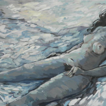 Peinture intitulée "NUDO IN BLU" par Gianni  Giovanni Villa, Œuvre d'art originale, Huile