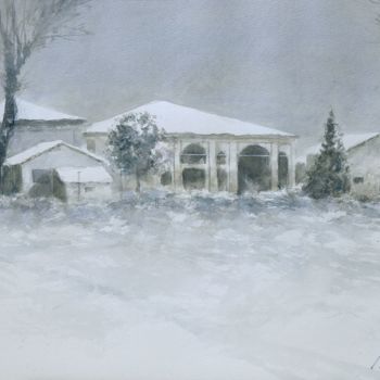 Pittura intitolato ""La casa di Grossi"" da Gianni Pedrazzi, Opera d'arte originale, Acquarello