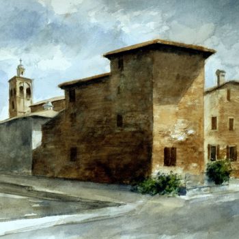 Painting titled ""I terrapieni"" by Gianni Pedrazzi, Original Artwork, Watercolor