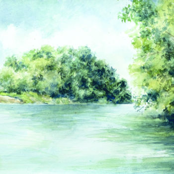 Painting titled ""L'isola dei sogni"" by Gianni Pedrazzi, Original Artwork, Watercolor