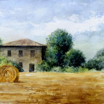 Painting titled "La casa del fattore" by Gianni Pedrazzi, Original Artwork, Watercolor