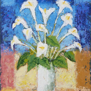 Pintura intitulada "Flowers" por Gia Revazi, Obras de arte originais, Óleo
