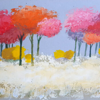 Картина под названием "Autumn field." - Gia Revazi, Подлинное произведение искусства, Акрил Установлен на картон
