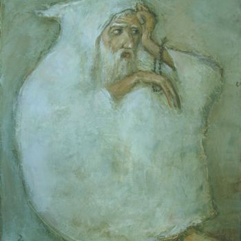 Painting titled "White Monk" by George Rurua, Original Artwork, Acrylic