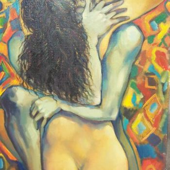 Painting titled "Lovers" by George Rurua, Original Artwork, Oil