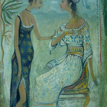 Pittura intitolato "Lady and servant" da George Rurua, Opera d'arte originale, Acrilico