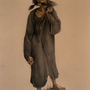 Dessin intitulée "Monk" par George Rurua, Œuvre d'art originale, Crayon