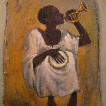 Painting titled "Bugle Boy" by George Rurua, Original Artwork, Acrylic