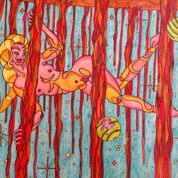Dessin intitulée "Jeu de cache-cache…" par Vincent Gibert, Œuvre d'art originale, Pastel