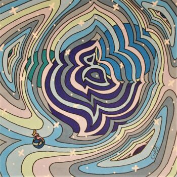 Dessin intitulée "Galaxie marine dans…" par Vincent Gibert, Œuvre d'art originale, Marqueur