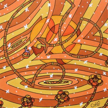 Desenho intitulada "Galaxie isocèle dan…" por Vincent Gibert, Obras de arte originais, Marcador