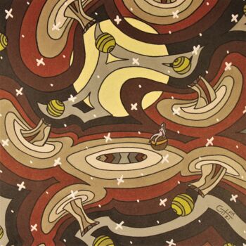 Desenho intitulada "Galaxie rétro dans…" por Vincent Gibert, Obras de arte originais, Marcador