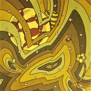 Dessin intitulée "Galaxie jungle dans…" par Vincent Gibert, Œuvre d'art originale, Marqueur