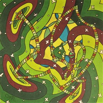 Drawing titled "Galaxie jungle dans…" by Vincent Gibert, Original Artwork, Marker