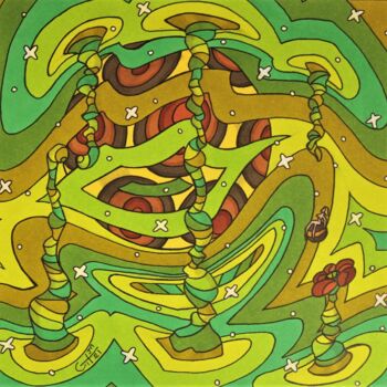 Drawing titled "Galaxie jungle dans…" by Vincent Gibert, Original Artwork, Marker