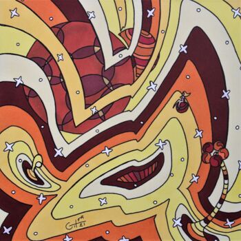 Drawing titled "Galaxie des Dieux s…" by Vincent Gibert, Original Artwork, Marker