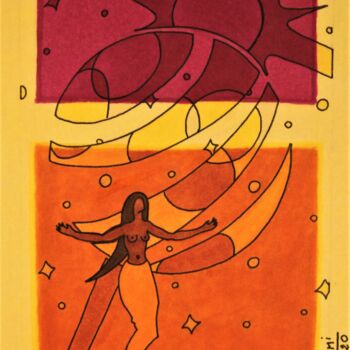 Dessin intitulée "trinité cosmique (1)" par Vincent Gibert, Œuvre d'art originale, Marqueur