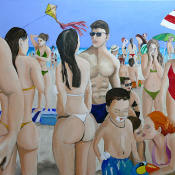 Painting titled "The Beach" by Gideon Nel, Original Artwork, Oil