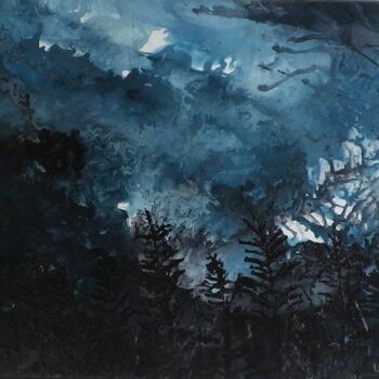 Pittura intitolato "ciel d'hiver" da Gides, Opera d'arte originale, Olio Montato su Telaio per barella in legno