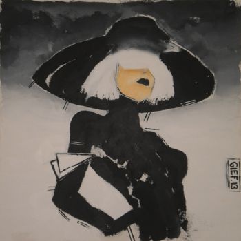 Peinture intitulée "L'Egérie Noire" par Gief, Œuvre d'art originale, Acrylique