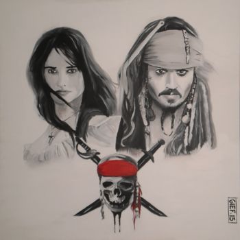 Painting titled "Pirates des Caraïbes" by Gief, Original Artwork, Acrylic