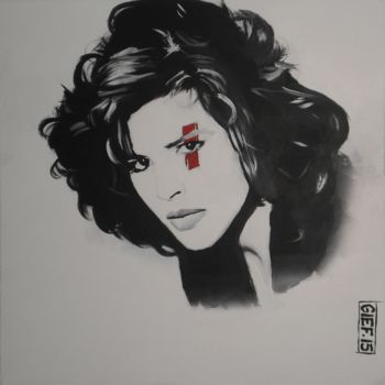 Painting titled "Fanny Ardant" by Gief, Original Artwork, Acrylic