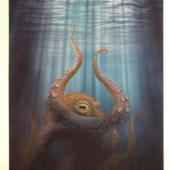 Peinture intitulée "Octopus" par Giemsi, Œuvre d'art originale, Aquarelle