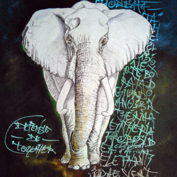 Painting titled "Loxodonta Africana" by Gier, Original Artwork, Watercolor