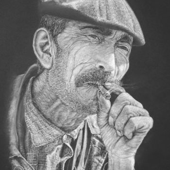 Dibujo titulada "Regard de Berger" por Gil Lopez, Obra de arte original, Pastel