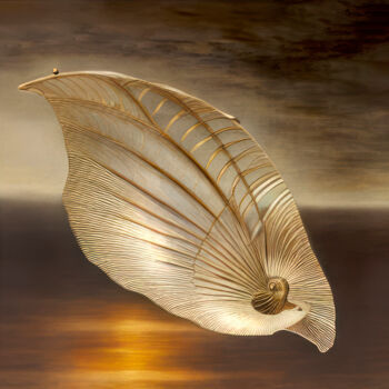 Arts numériques intitulée "Lueur sur la mer" par Gil Gilman, Œuvre d'art originale, Peinture numérique Monté sur Aluminium