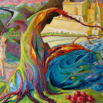 Картина под названием "Crépuscule des Dieu…" - Gil Oliveres, Подлинное произведение искусства, Масло