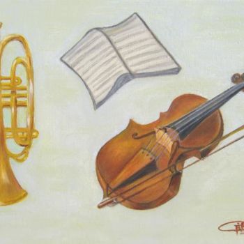 Painting titled "Trompette et Violon" by Gil Bartolo, Original Artwork
