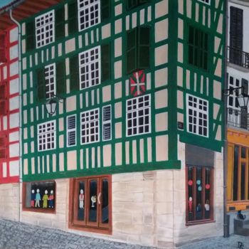 Peinture intitulée "ruelle bayonnaise" par Gilbert Devesa, Œuvre d'art originale, Acrylique Monté sur Châssis en bois