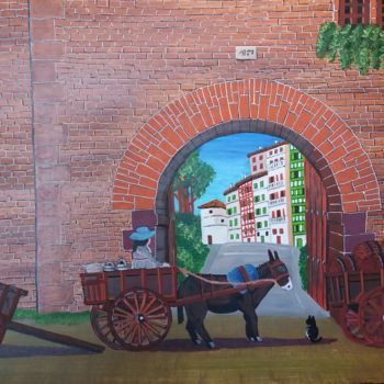 Peinture intitulée "le chat et la mule" par Gilbert Devesa, Œuvre d'art originale, Acrylique Monté sur Châssis en bois