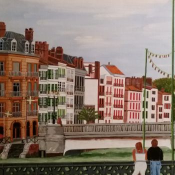 「vue du pont Mayou」というタイトルの絵画 Gilbert Devesaによって, オリジナルのアートワーク, アクリル ウッドストレッチャーフレームにマウント