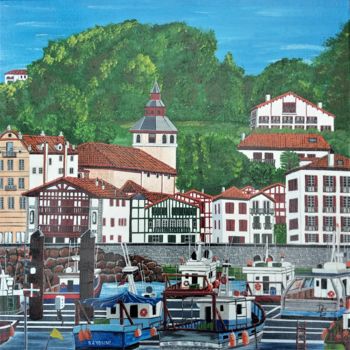 Painting titled "port basque" by Gilbert Devesa, Original Artwork, Acrylic Mounted on Wood Stretcher frame