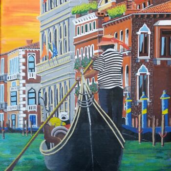 Painting titled "retour vers venise" by Gilbert Devesa, Original Artwork, Acrylic