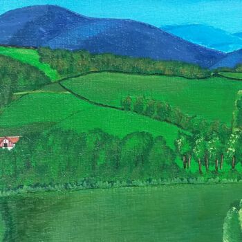 Painting titled "campagne Basque" by Gilbert Devesa, Original Artwork, Acrylic Mounted on Wood Stretcher frame