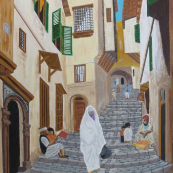 Painting titled "casbah" by Gilbert Devesa, Original Artwork, Acrylic Mounted on Wood Stretcher frame