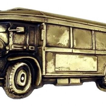 Scultura intitolato "Autobus parisien  R…" da Gilbert Liblin, Opera d'arte originale, Metalli