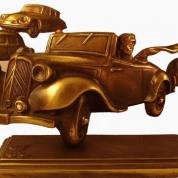 Sculpture titled "Trophée CITROEN" by Gilbert Liblin, Original Artwork, Metals