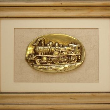 Γλυπτική με τίτλο "Locomotive vapeur" από Gilbert Liblin, Αυθεντικά έργα τέχνης, Μέταλλα